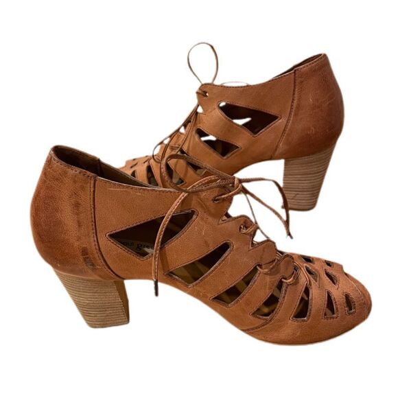 Paul Green Jansen Beige Lace Up Ankle Bootie Sandals - Picture 1 of 7